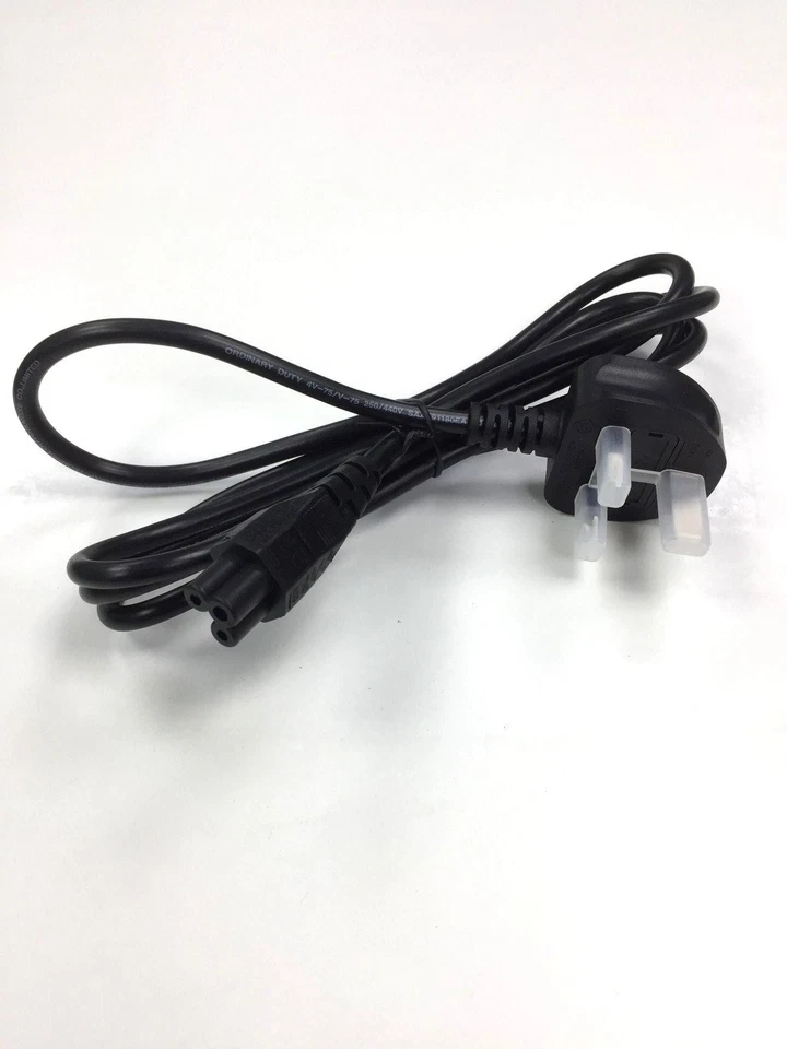 LAPTOP POWER LEAD,CABLE, UK PLUG TO C5 CLOVERLEAF,MICKY MOUSE 2 METER - Image 1 of 1