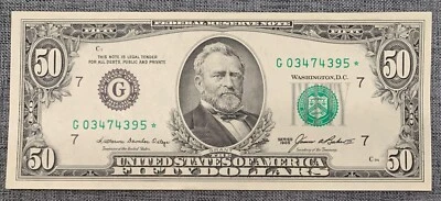 Choice CU 1985 $50 Star Replacement Federal Reserve Note. - Image 1 of 2