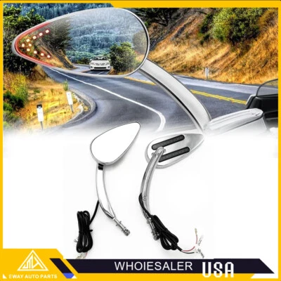 Espejo retrovisor LED de 8 mm 10 mm para motocicleta Harley Road King Electra Glide XL 883 Foto 1 de 4