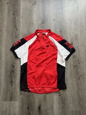 Nike Vintage Cycling Jersey Men’s Size M Red Polyester 90s Gray Tag Made In USA - Image 1 of 3
