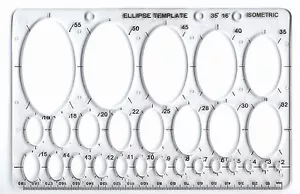 ELLIPSE ISOMETRISCH OVAL GEOMETRIE COLLEGE MATHEMATIK SCHABLONE GRÖSSE 2 mm - 50 mm MB - Bild 1 von 3