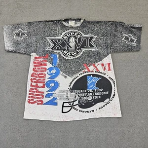 Vintage 1992 Super Bowl XXVI T-Shirt Allover Print Herren Size Large Rare 90s USA - Bild 1 von 15