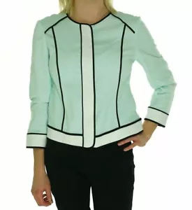 Jones New York Damen mintgrün Leinenmischung Kontrastbesatz Blazer Jacke 14 - Bild 1 von 11