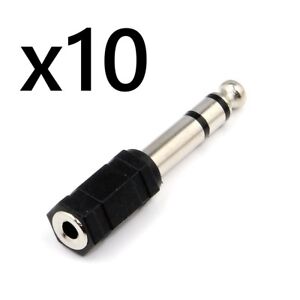 10x 6.35mm 1/4 6.35 Female to 3.5mm Male Stereo Jack Headphone Adapter Convertor