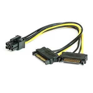 PCI Express Adapter Stromadapter Stromkabel 2x SATA Strom Stecker > 6 Pin Buchse - Bild 1 von 1