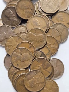 1929-S Lincoln Wheat Cent Roll of 50 Coins - Circulated - Bild 1 von 2