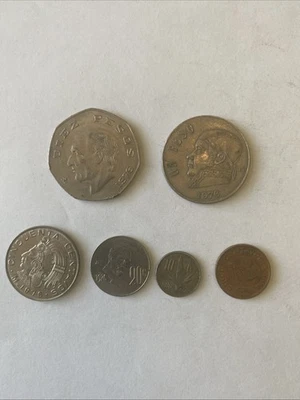 1976 Mexico Coins-10 and 1 Peso, 50, 20, 10 and 5 Centavos-Circulated - Image 1 of 4