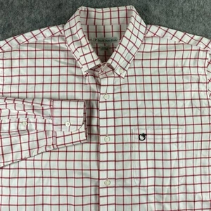 Peach State Pride Button Down Shirt Men's XL Plaid White Red Oxford Cotton - Picture 1 of 7