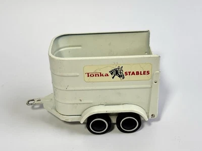 Vintage 1970's Tonka Stables Farm Horse White Trailer Pressed Steel Toy #52620 - Image 1 of 4