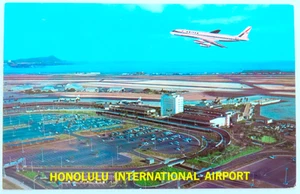 Cartolina Honolulu Aeroporto Internazionale Hawaii Vintage Cromata Aereo Viaggio - Foto 1 di 2