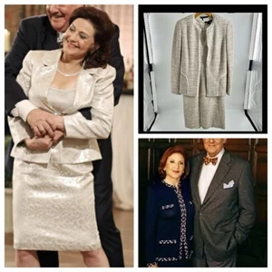 ST. JOHN 2pc Beige Jacket Blazer Dress Suit Set Gilmore Girls Emily Old Money 4 - Picture 1 of 17