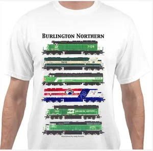 Burlington Northern Locomotives Eisenbahn T-Shirt von Andy Fletcher - Bild 1 von 1
