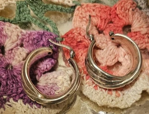 KLOBIGE 925 STERLINGSILBER CREOLEN LEICHT VERRIEGELUNG HINTEN gebraucht euc - Bild 1 von 9