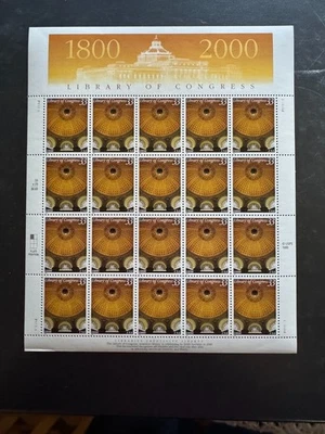 Scott #3390 Library of Congress Pane of 20 33¢ Stamps (2000) - Image 1 of 2