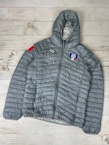 Vintage Kappa Italy Fisi Audi Puffer Jacket Hooded Men Size XL Gray - Picture 1 of 17