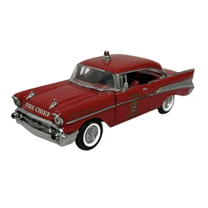 1957 Chevy Bel Air Fire Chief Car Franklin Mint 1/43 Diecast Red Opening Doors - Picture 1 of 12