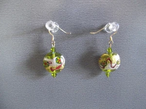 1 Pair Old Dangle Drop Green Glass Art Deco   1.25"in Earrings - Picture 1 of 6