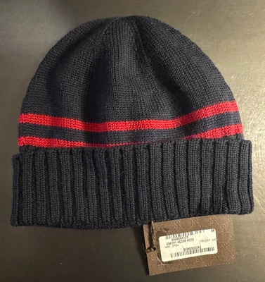Gorro Gucci 100% Lana Azul Marino Rojo Rayas Hecho en Italia Talla M Unisex Foto 1 de 4