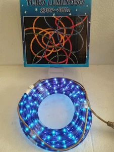 Tubo Luminoso Catena 5 Metri BLU Fisso 230V Decorazione Interno/Esterno Natale - Foto 1 di 3