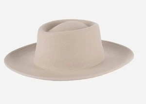 New GIGI POP Ginger Gambler Ivory Wool Wide Brim Stiff Hat Womens Size M L 59 - Picture 1 of 6