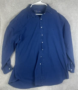 Ralph Lauren Shirt Mens 3XL Tall Blue Indigo Oxford Button Down Long Sleeve Polo - Picture 1 of 10