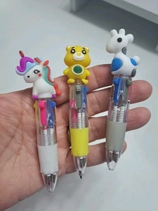 Super Cute Cartoon Kawaii 3 Mini Color 4" Ballpoint Pen Office School Easter - Picture 1 of 2