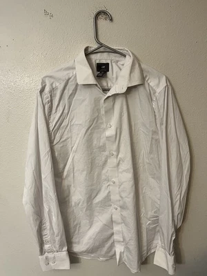 H&M  Long-Sleeve Button Up Dress Shirt Size Large White Slim Fit Solid - Image 1 of 4