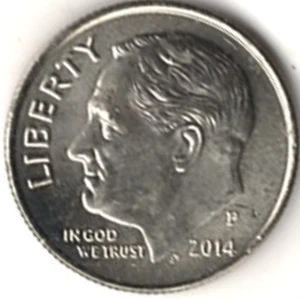 2014 P placcato ROOSEVELT DIME in BRILLISSIME CONDIZIONI NON CIRCOLATE: pz 14-0 - Foto 1 di 4