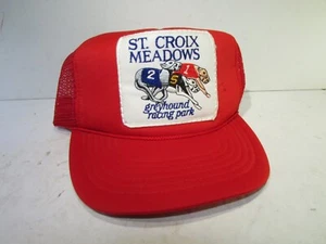 Vintage St. Croix Meadows Greyhound Racing Park Hat Red Snapback Mesh UNUSED - Picture 1 of 3