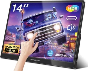 Showscren Portable Monitor Touchscreen Monitor 14 Inch HDR 1920x1200 400cd/m² US - Picture 1 of 4