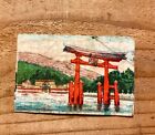Old matchbox label JAPAN Miyajima Shrine Japanese art stamp antique picture A20