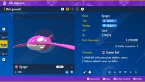 Kyogre Shiny 6IV + Masterball Pokemon Scarlatto, Violetto Scarlet, Violet - Bild 1 von 2