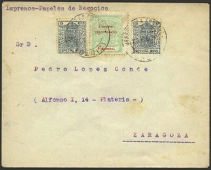 España - Guerra Civil - Franqueo Emergencia - Sobre con Local + 2 Esp. Móvil - Imagen 1 de 1
