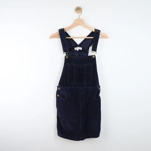 American Apparel Womens Small Navy Blue Overall Corduroy Skirt Dress Y2K - Picture 1 of 9