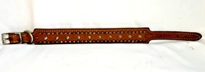 Vintage 23" Long 1/4" Thick Leather Dog Collar 2"Wide 56 Studs &10 Spikes #10049 - Picture 1 of 7