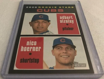 2020 Topps Heritage Baseball Adbert Adzolay Nico Hoerner Chicago Cubs Rookie 121 - Image 1 of 2