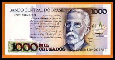 Brazil UNC Note 1000 Cruzados ND (1987) P-213b (Low Shipping) - Image 1 of 2