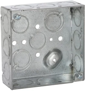 Caja de conexiones de cableado eléctrico Hubbell-Raco 8189 4 pulgadas cuadradas laterales Knockouts - Imagen 1 de 1