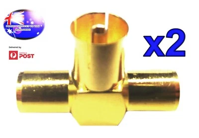 From OZ Quality 2PC RF TV AERIAL SPLITTER 1 Female x 2 Male Adaptor + FREE POST! - Image 1 of 4
