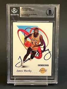 1991-92 SkyBox Los Angeles Lakers James Worthy BAS AUTO HOF BGS SIGNED SHOWTIME - Picture 1 of 2