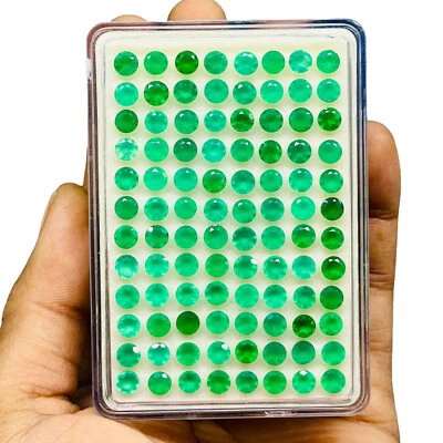 100 Pcs Natural Green Onyx 5mm Round Cut Top Quality Loose Untreated Gemstones - Image 1 of 4