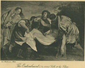 Late 1800's Antique Engraved print, Titian, Louvre, The Entombment, Easter BN3 - Picture 1 of 2