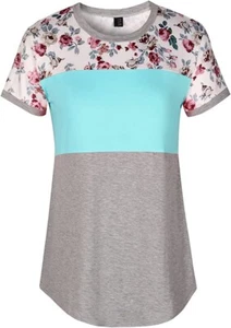Fleasee Women Short Sleeve Round Neck Floral Printed Blouse Casual Top - XXL - Picture 1 of 9