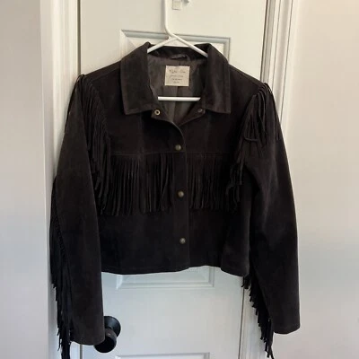 Chaqueta con flecos Rylee + Cru para niñas gamuza sintética occidental negra 12-14 años. Foto 1 de 4