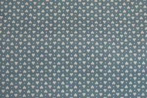 Fabric 100% Cotton YARDAGE CREAM HEARTS AND DOTS IN STRIPES ON POWDERED BLUE - Picture 1 of 4