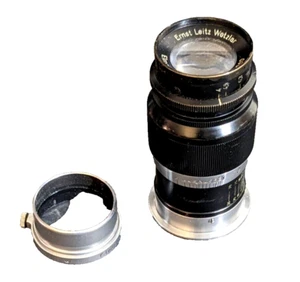 VIntage Ernst Leitz Wetzler ELMAR f= 9cm 1:4 Leica Camera Lens READ & SEE PICS - Picture 1 of 15