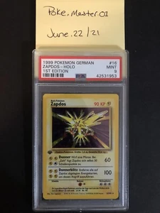 Pokemon 1st Edition German Base Set Zapdos Holo PSA 9 - Picture 1 of 2