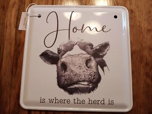 Lustiges Kuh Schild Home is Where the Herd Is Grafik Metall Bauernhaus Country Chic - Bild 1 von 1