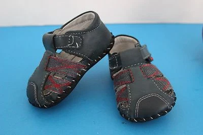PediPed Infant BABY Blue LEATHER Crib SHOES~"Aaron" Fisherman Sandals~Size 0-6M - Image 1 of 4