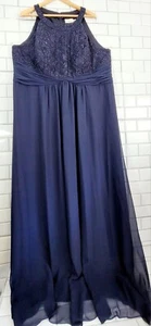Eliza J Ladies Navy Blue Halter Style Formal Evening Dress Gown Maxi Lengt - Picture 1 of 5